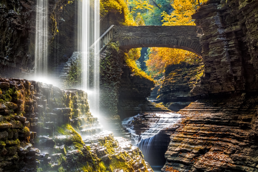 Example of nature: Watkins Glen State Park waterfall canyon in Upstate New York