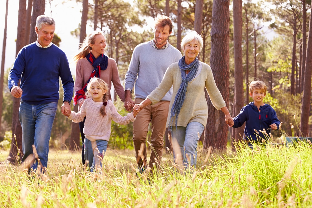 Happy,Multi-generation,Family,Walking,In,The,Countryside